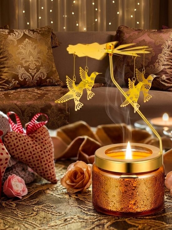 Other - Rotating Candle Carousel Gift Set – Gold Flower Box & Spinner